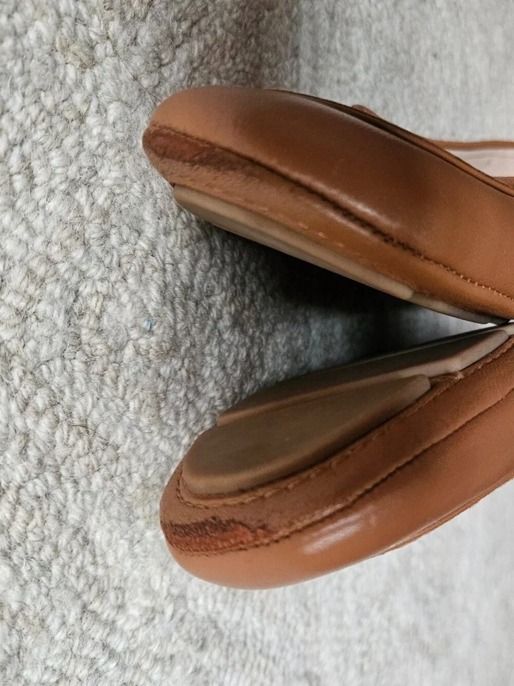 Stuart Weitzman Tan or Brown Driving Loafers Shoes Size 8.5 Leather Slip-On